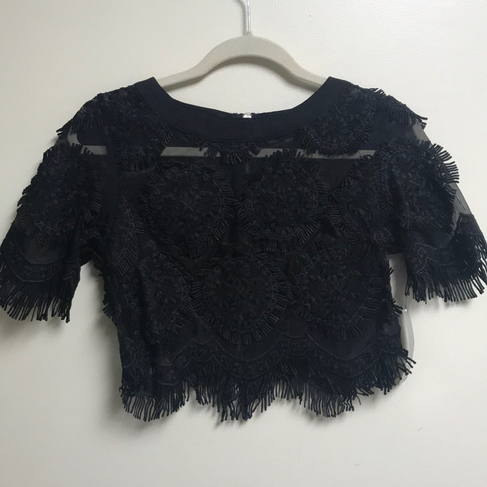 NWT Black lace crop top